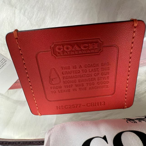 Coach Stadium Swinger Crossbody Bag In Clear PVC with Dust Bag CBH13 Red NWT - Picture 9 of 11